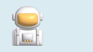 Astronot çizimi, astronot görevi başarıyla tamamladı, 3D illüstrasyon