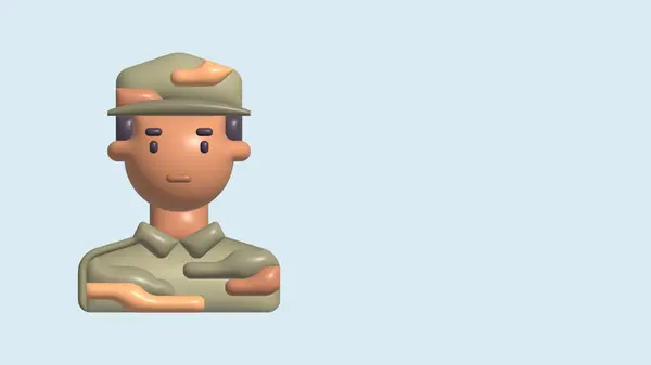 Cartoon character 3d illustration avatar male soldier in combat gear