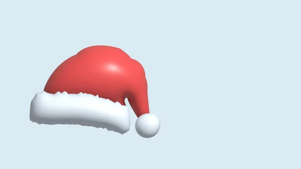 Kerst Rode Hoed Kerstman Realistisch Geïsoleerd Object Blauwe Achtergrond Illustratie — Stockfoto