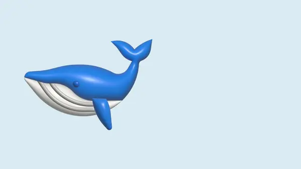 3D cartoon whale 3d render icon illustration