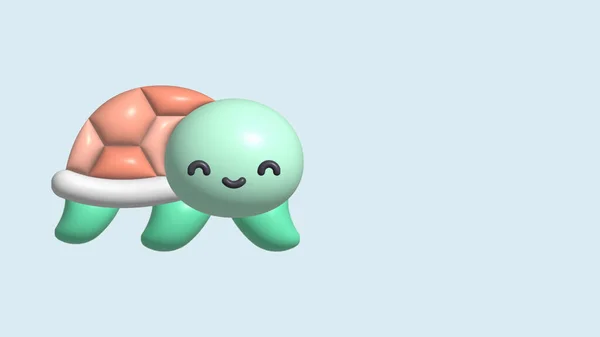 3D Cartoon Turtle Character rendering Illustration