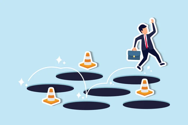 Tuzak, sıkıntı ve cesaretten kaçının. Geçiş hatası veya iş başarısızlığı, sorun kavramını çözmek için beceri ve yaratıcılıktan kaçının. Akıllı iş adamı iş başarısına ulaşmak için birçok engeli aşar..