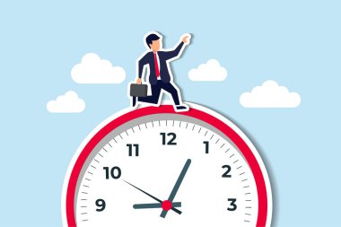 Zaman tükeniyor, son teslim tarihi ya da ofise geç gitmek için acele, işi hızlı bitirmek için acil ya da kararlılık, iş kavramını tamamlamak için kaygı, acele iş adamı zamanı daralıyor.