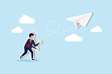 Start your own business, begin new company or launch new project, opportunity to get new job or entrepreneur small business concept, courage businessman launching paper airplane origami into the sky.