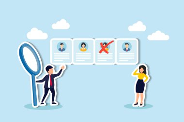 İşten çıkarma, balta, itfaiye, ekonomik durgunlukta iş kaybı, işten çıkarma. konsept, iş adamı İK işten çıkarılma çalışanını seçti.