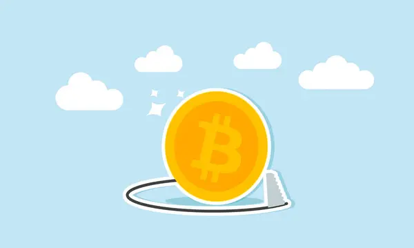 Kripto borsası düşer, bitcoin çöker, ve madeni para fiyatları düşer ticaret tuzakları artar, bir hırsız kavramı bitcoin 'i çökertmek ve düşmek için zemini keser