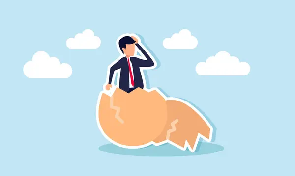 Yeni girişimci yeni bir iş ya da iş kuruyor, konfor alanının dışına adım atıyor, hırslı işadamı yumurtadan yeni çıktı..