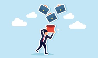 İş için yarışıyor, birden fazla pozisyon ve şirkete başvurarak iş arayan bir işadamının düşen evrak çantalarını yakalama şansını arttırıyor.