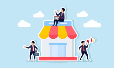 Bir süpermarketin promosyonları, yönetimi ve halkla ilişkiler üzerinde çalışan çalışanlar, bir süpermarketi yönetme, bir markayı tanıtma ve satışları hızla artırmak için müşteri ilişkileri geliştirme çalışmaları