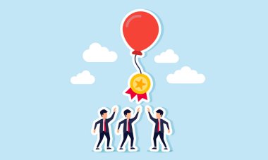 Bir grup iş adamı, kendi alanlarında lider bir oyuncu olmak için iş rekabetinin bir göstergesi olan yüzen bir balon teline bağlı bir ödül için yarışıyor.