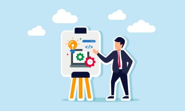 Bir işadamı, takım performansını destekleyecek veya müşteri deneyimlerini geliştirecek bir uygulama geliştirmek amacıyla bir iş optimizasyon uygulaması için bir tasarım sunmaktadır..