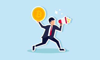 Bitcoin 'i megafonla tanıtan bir işadamı, halkı Bitcoin' e yatırım yapma konusunda eğitmenin önemini anlatıyor.  