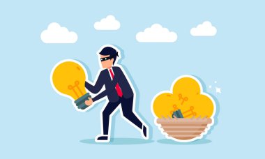 Bir iş adamı, bir yuvadan ışık çalmaya çalışan bir hırsız. Rakip şirketlere uygulanan bir fikir hırsızının resmi.