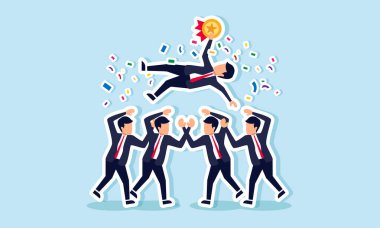 Çok sayıda işadamı, iş dünyasının en iyi tanınmasını ve başarısını gösteren bir ödül taşıyan bir işadamını kutluyor.