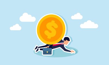 Bir dolar altına hapsolmuş, serbest kalamayan bir işadamı, yatırım varlıklarının kaybının ve durgunluğun bir göstergesi.