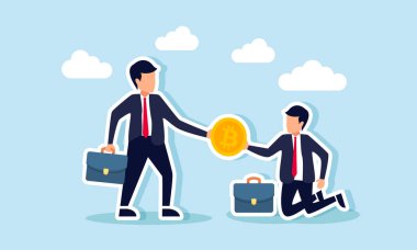 Bir iş adamı başka bir ele para verir.