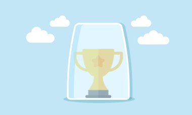 Bardağın içinde bir kupa, başarıları ve ödülleri güvence altına almanın bir göstergesi.