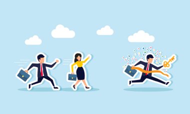 İş adamları bitiş çizgisine kadar yarışıyor, ama kazanan, pazara uygun çözümler sunan bir işadamı olmak için rekabetin bir örneğini taşıyan kişi.