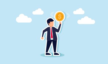 Para basan bir işadamı, iş dünyasının finansal yönetimini optimize etmek için beyin fırtınası yapıyor.