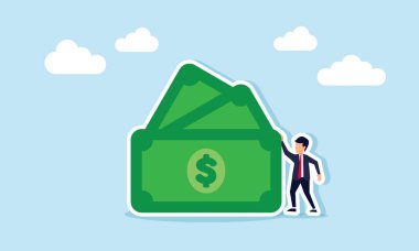 Yatırımcıların fonlarını akıllıca iş olanaklarına yatırım yapabilme yeteneğinin bir göstergesi olan birkaç sayfanın yanında duran bir işadamı