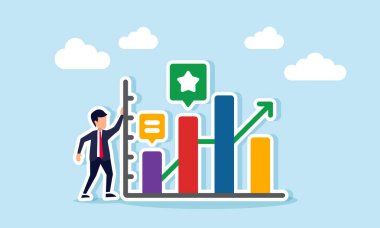 Karmaşık bir çizelgenin yanında duran işadamı, iş performansının resmedilmesi ve mali rapor karmaşıklığı