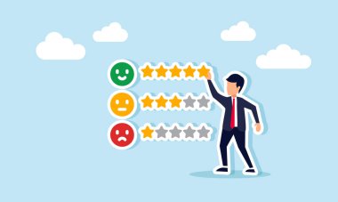 Bir iş adamının beş yıldızı memnuniyet seviyesine yerleştirmesi, iş performansı memnuniyet derecesinin bir göstergesi.