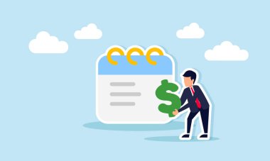 Bir kitap notunun yanında dolar işareti taşıyan bir işadamı, iş dünyasının nakit akışını gösteren bir resim.