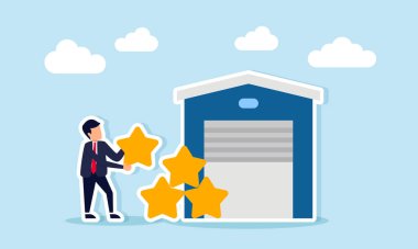 Depoda Yıldız Taşıyan İşadamı İş Değerlendirme Değerlendirmesi Sunan Yıldızlarla Dolu