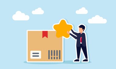 İşadamı, Lojistik 'te Not Verme ve Gözden Geçirme Sandığının Yanındaki Yıldızı Taşıyor