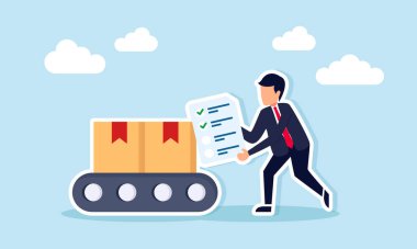 İşadamı, Lojistik Paket Dağıtım Listesinin Paket Kutusunun Yanındaki Belgeyi Tutuyor