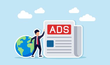 Küresel reklam yönetiminin dünya ve gazete reklamları arasındaki iş adamı