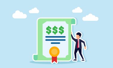 Sertifikanın yanında duran iş dünyasının finansal hedeflerine ulaşma başarısının üç dolarlık bir göstergesi.