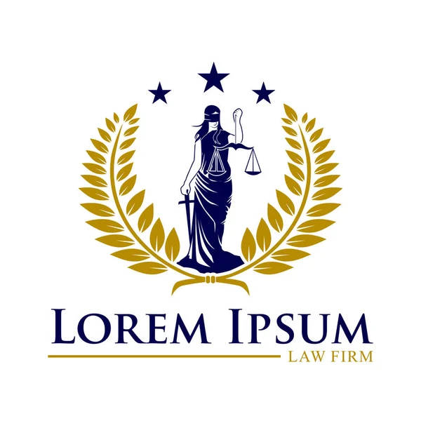 Lady Justice Themis Femida Sword Scales Logo Emblem Design Law — Stock Vector