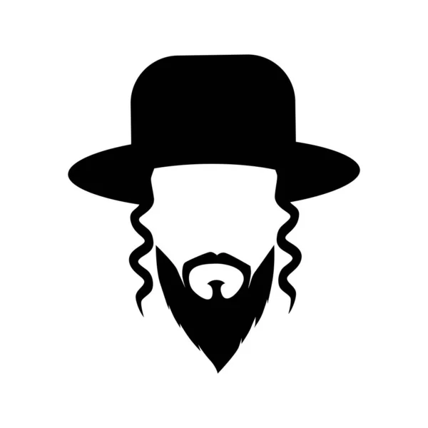 Gráfico Simples Homem Com Barba Comprida Usando Chapéu — Vetor de Stock