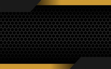 Soyut siyah ve altın renkli altıgen lüks arka plan