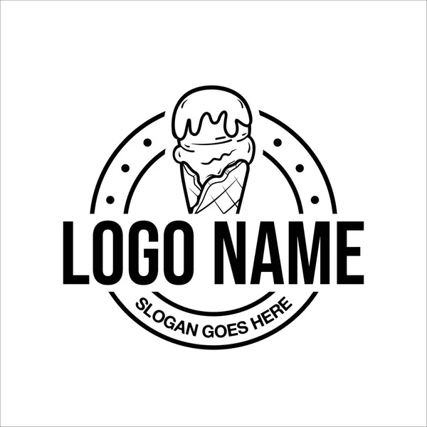 Vintage Ice Cream Shop Logo Badges Labels Retro Logotypes Cafeteria — Stock Vector