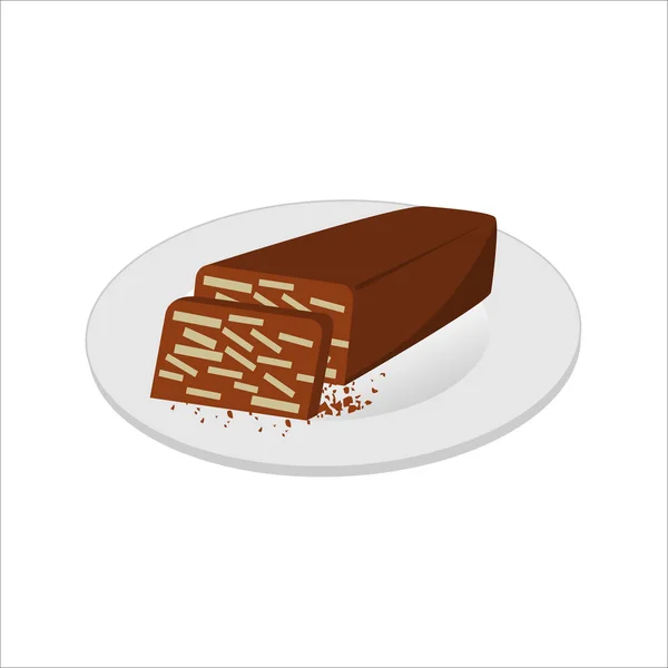 Vektorillustration Eines Schokoladendessert Kuchens Auf Weißem Hintergrund — Stockvektor