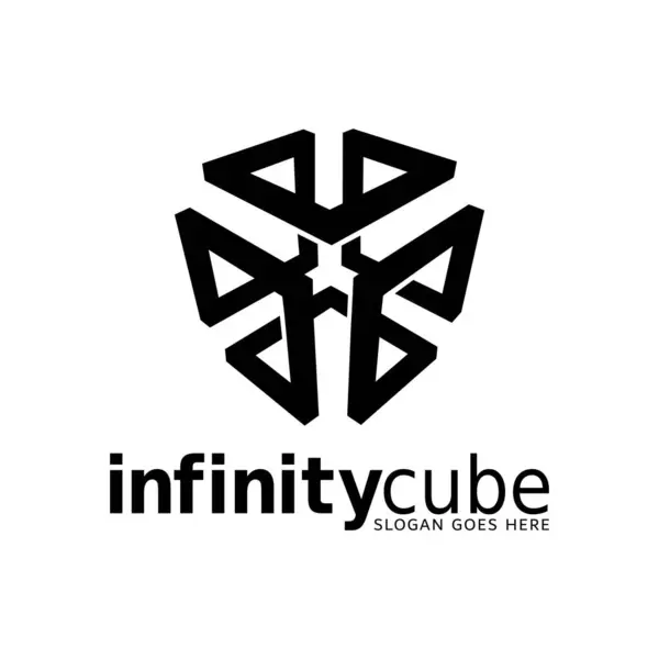 Logo Abstract Infinite cube impossible loop vector design template. logotype. Creative cube line art concept. Vector isolated on white background