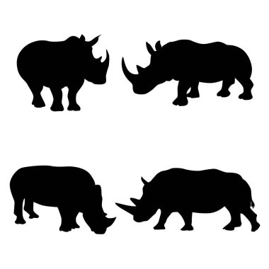 Silhouette of Rhinoceros on white background
