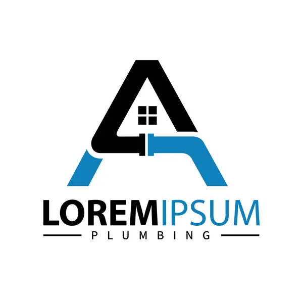 Initial Letter Modern Plumbing Drainage Sanitation Home Repair Maintenance Service — Stock Vector