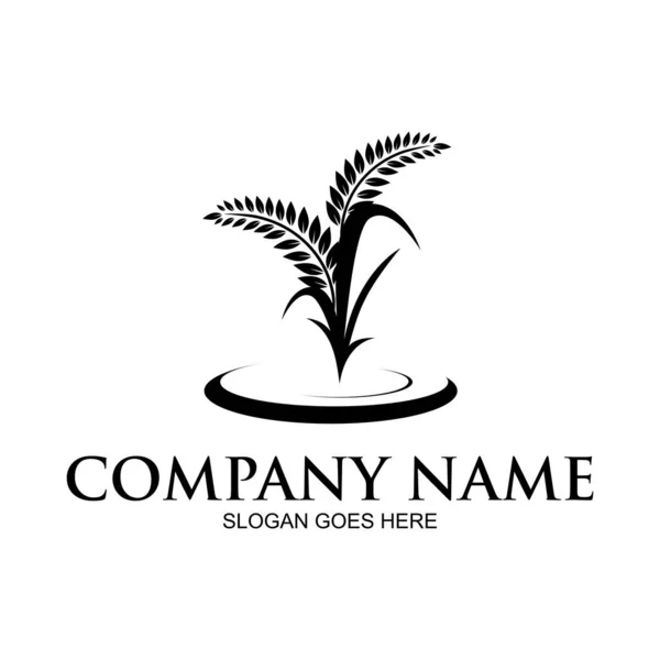 Design Logotipo Simples Para Agricultura Agronomia Fazenda Trigo Fundo Branco — Vetor de Stock