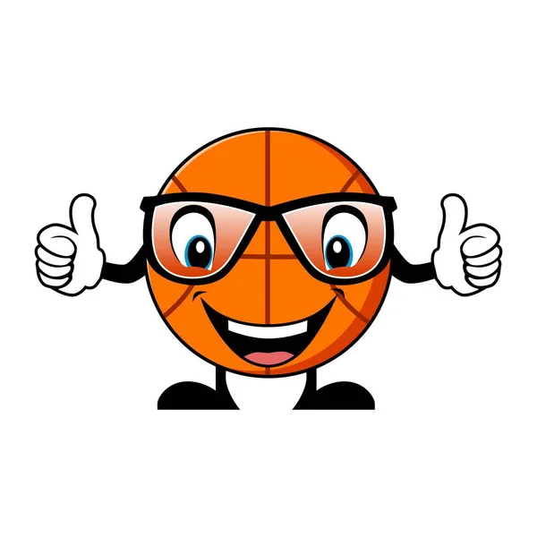 Basketball Cartoon Figur Mit Sonnenbrille Die Daumen Hoch Gibt Maskottchen — Stockvektor