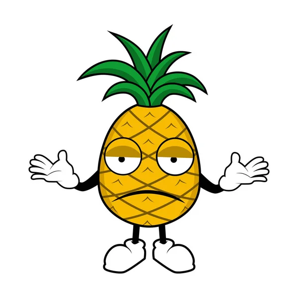 Ananas Meyveli Maskot Çizgi Filmi — Stok Vektör