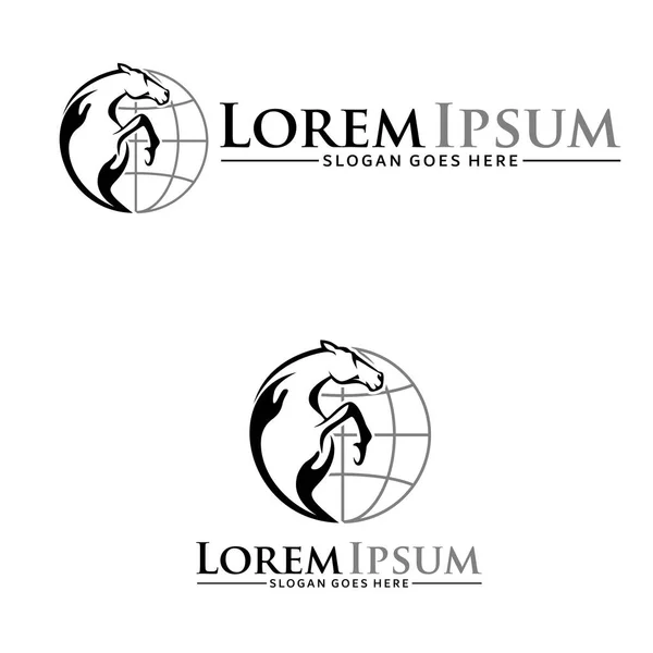 Horse Globe Logo Design White Background — Stock Vector
