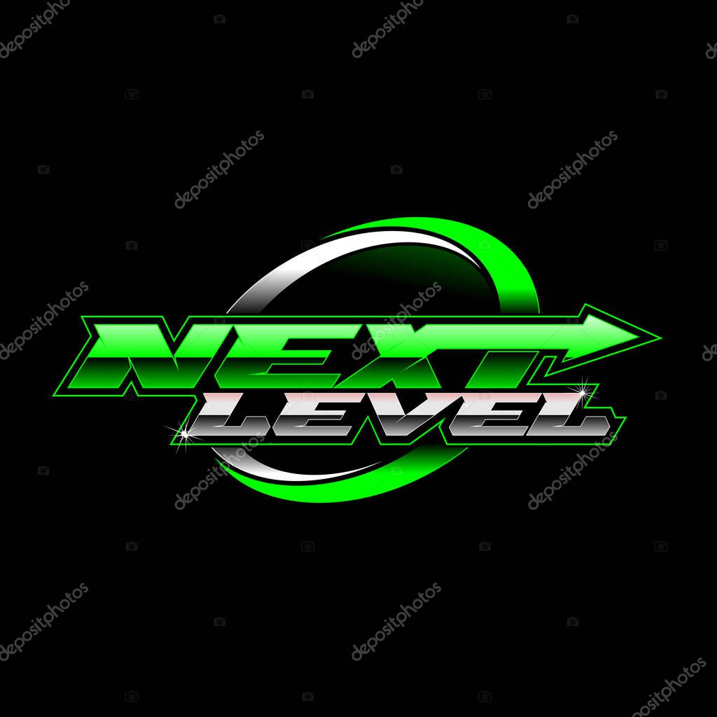 Next level logo, lettering modern light logo design for your brand, template, sign, symbol, icon