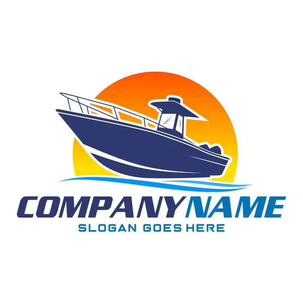 Mittelkonsole Boot Logo Einzigartige Und Frische Mittelkonsole Boot Mit Wasser — Stockvektor