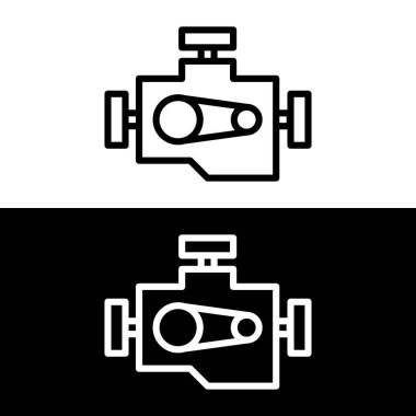 Araba motoru doğrusal simgesi. İnce hat illüstrasyon. Motorlu. Kontur sembolü. Çizim vektör izole anahat