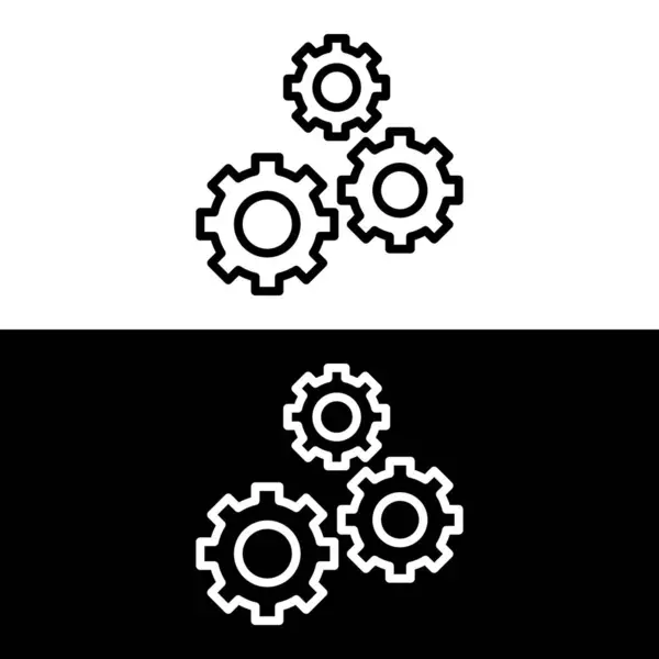 Icône Engrenage Roue Dentée Cercle Moteur Symbole Bande Mince Sur — Image vectorielle