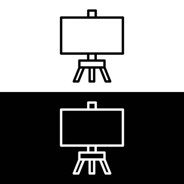 Sunum panosu simgesi vektör illüstrasyon logo şablonu birçok amaç için. Beyaz ve siyah arkaplanda izole