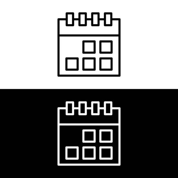 Kalender Vector Pictogrammen Kalender Symbolen Lijn Stijl Witte Zwarte Achtergrond — Stockvector